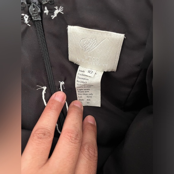 WTOO by Watters & Watters Black Ruched Strapless Wedding Cocktail Dress Size10 - Picture 6 of 9